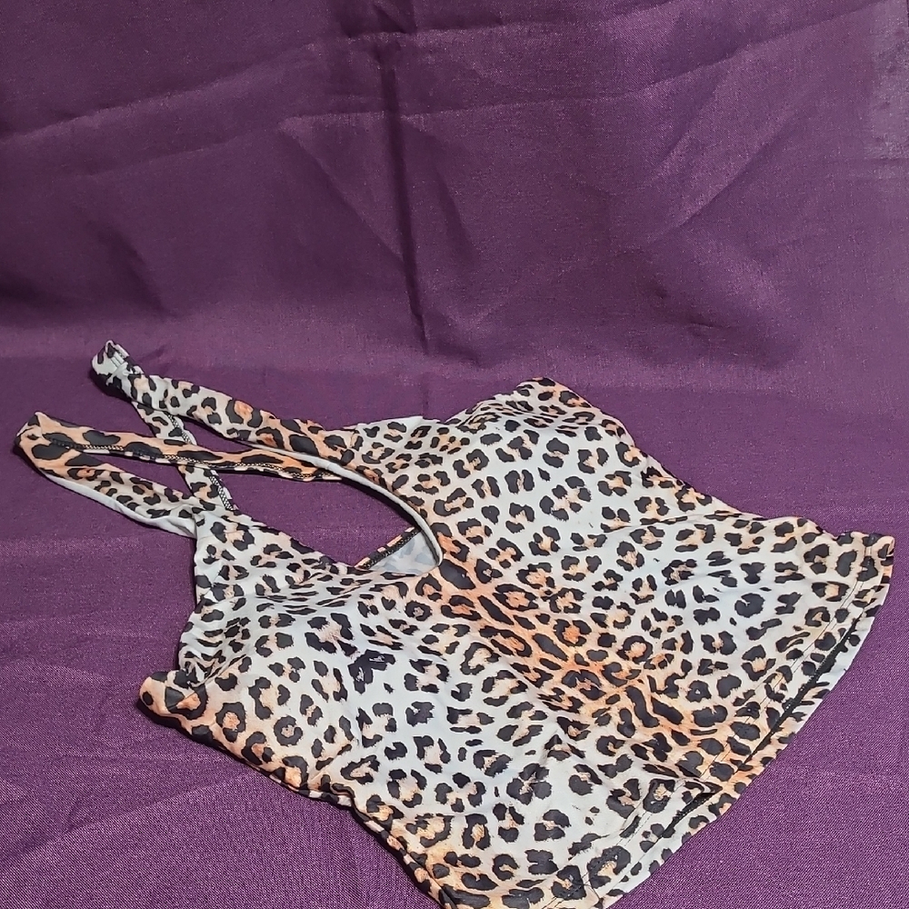 Leopard Print Tankini Swim Top